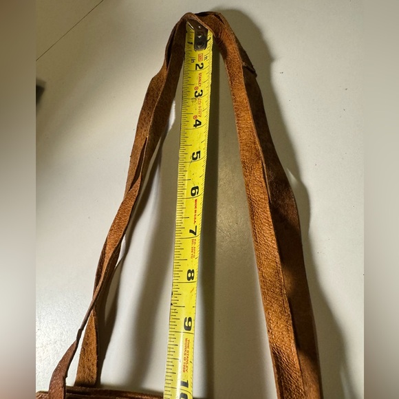 Nice Vintage Hand Made Mexican Tan Brown Leather BOHO Hippy Bag Purse 70s - Picture 12 of 12